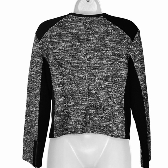 Eileen Fisher System Black & White Tweed Moto-Style Jacket. Size M. - Picture 4 of 12